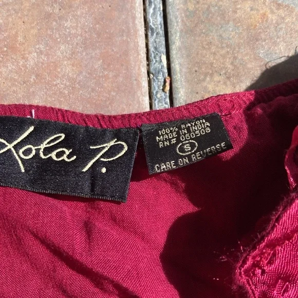 Red Satin Crepe Embroidered Skirt - Picture 4 of 10